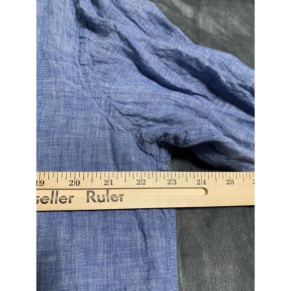 Joseph Abboud Linen Button-Up Shirt Men's XL Long Sleeve Heather Blue Flip Cuff - Picture 14 of 16